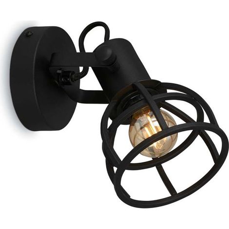 Wandleuchte Spotleuchte Retro Gitterschirm 1xE14 25W Ø11cm schwarz Briloner (1/5)