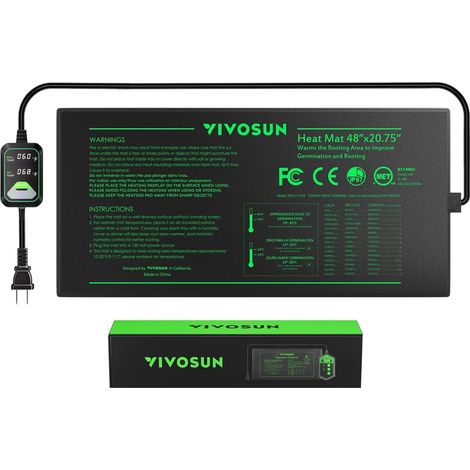 Heat Mat 52x122cm, with Built-in Temperature Controller, Waterproof Heating Mat Certified for Hydroponics (1/5)