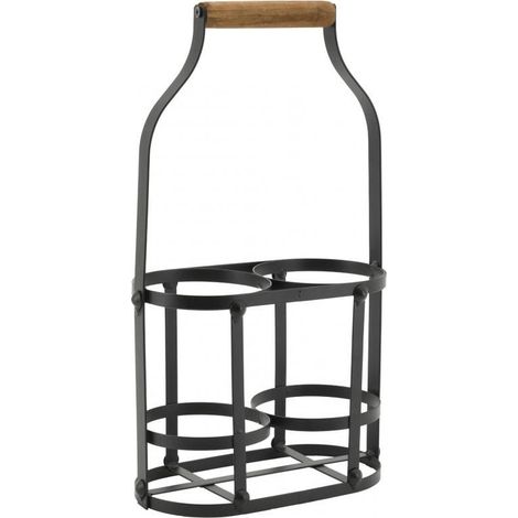 Porte-bouteilles en métal et bois pour 2 bouteilles (1/2)