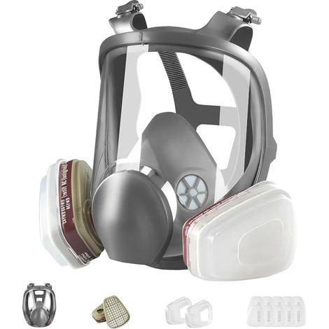 Masque Respiratoire Intégral 6800 Réutilisable : Protection Complète Contre la Poussière, les Aérosols de Peinture - Parfait pour Polissage, Soudure, Graffiti Résistant & Confortable (1/3)