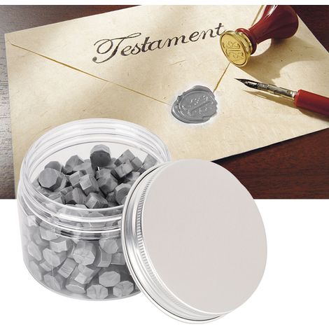 200 Cachets de Cire Octogonaux Nacrés pour Invitations Mariage, Lettres et Documents - Finition Argenté (1/4)