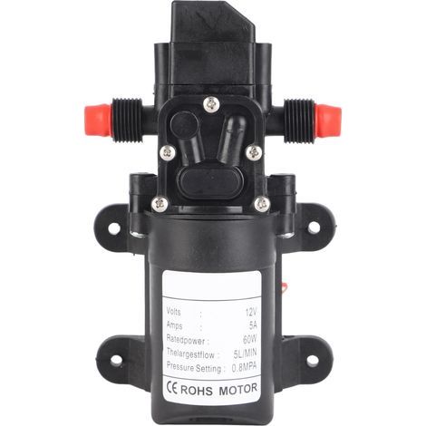 Bomba de agua SUNXURY de 12 V CC, 5 L/min, 60 W, 116 psi, de diafragma de alta presión, autocebante, para coche, barco, caravana, camión. (1/5)