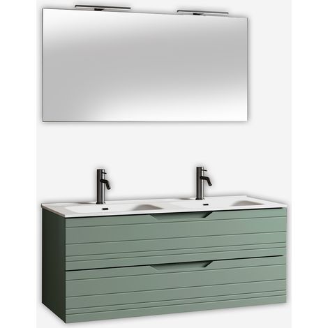 Mobile bagno sospeso doppio lavabo 120 cm Solmira - Verde