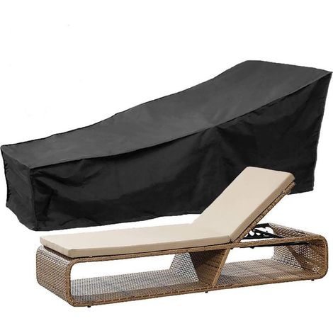 Noir,210x 75 x 80 CMHousse pour Transat Jardin, 210D Housse Chaise Longue Pliante Anti Poussière Etanche enTissu Oxford 210D enduit d'argent (1/5)