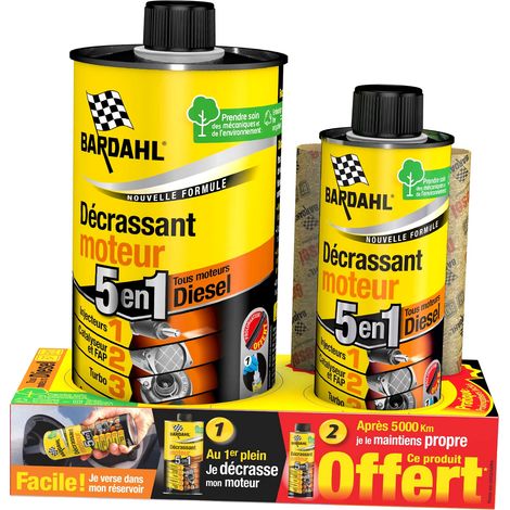 Décrassant moteur 5 en 1 Diesel BARDAHL 1L et 350mL offert 1L et 350mL offert