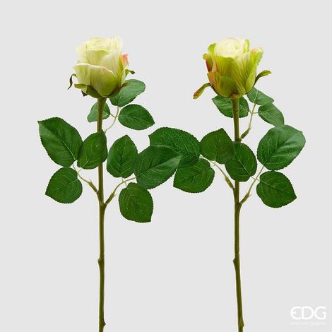 EDG Enzo De Gasperi Rosa Bocciolo Olis 3 Fg Ramo Ass. H 51 Cm Pianta Artificiale Verde Chiaro 1 Pz