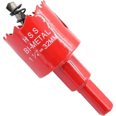 En acier haute vitesse Scie-cloche bi-métal HSS avec tige pour bois et métal,ercer des panneaux,du plastique,des tuyaux,bi-métal,1-1 /4"(32mm) (1/5)