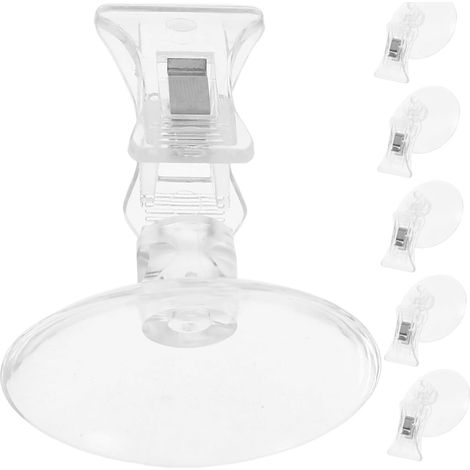 6pièces Crochets à Ventouse Transparents Multi-usages Pratiques Pour Fenêtres Et Surfaces Lisses Avec Clips Étiquettes Pour Suspension Simple