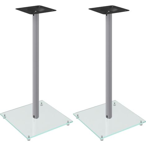 Supports de haut-parleurs 2 pcs argenté verre trempé 1 pilier (1/5)