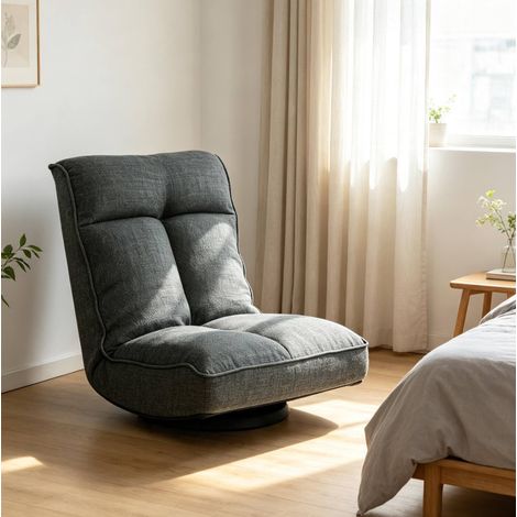 Fauteuil relax pivotant gris avec dossier inclinable, 5 positions, structure métal DESVIAE (1/5)