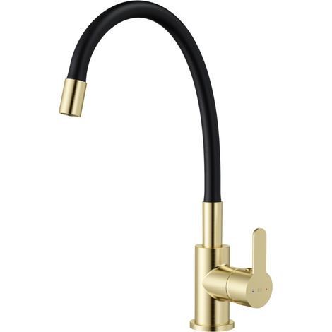 Essebagno Mémory miscelatore lavello oro spazzolato con flessibile a memoria di forma