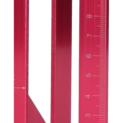 Multifunktionaler Winkelmesser, Zeichenlineal aus Aluminiumlegierung, rechtwinkliger Winkelmesser, 45-Grad- und 90-Grad-Winkelmesser, T-förmiger Vertikalmesser, rot. (1/4)