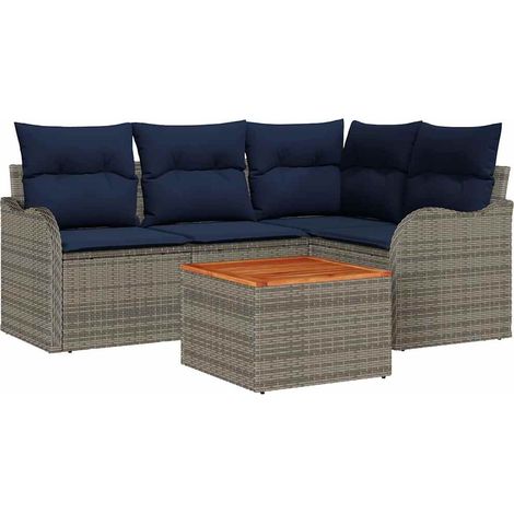 Garden Sofa Set 5 pcs Grey Poly Rattan vidaXL (1/5)