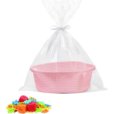 Cesto regalo vuoto intrecciato, cesto di presentazione vuoto con sacchetti regalo e nastri, cesto regalo in corda di cotone, per baby shower, compleanno, matrimonio, Pasqua, Ringraziamento, Natale, ro (1/5)