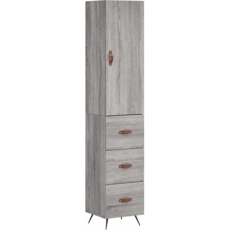 Maison Exclusive - Credenza Grigio Sonoma 34,5x34x180 cm in Legno Multistrato