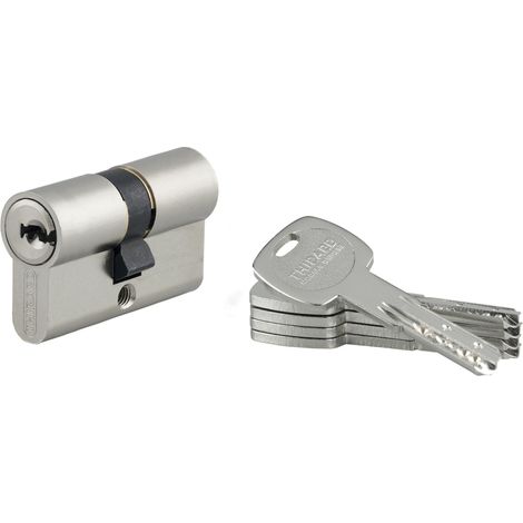 THIRARD - Cylindre de serrure double entrée Transit 2, 21x21mm, nickel, anti-arrachement, anti-perçage, anti-crochetage, 5 clés - THIRARD