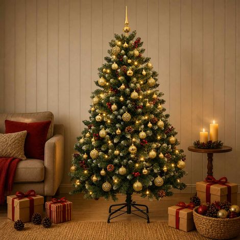 vidaXL Árbol de Navidad artificial verde con bolas 150 cm 150 LED (1/5)