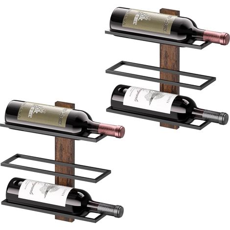 Étagère murale pour 6 bouteilles de vin, porte-bouteilles de vin en bois pour cuisine, salle à manger, bar (1/5)