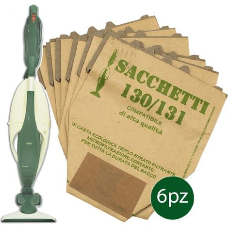 Kit 6 bolsas L130 Repuestos compatibles para Vorwerk Kobold Modelo VK 130-131