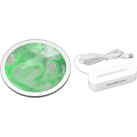 Ortviai Lampe de table à sable mouvant en verre – veilleuse décorative verte avec protection oculaire, branchement USB