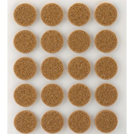 Pack de 20 feutres synthétiques adhésifs marron Ø17mm Plasfix INOFIX (1/3)