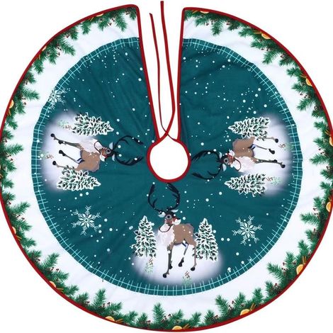 Tapis de sapin de Noël rond de 90 cm en tissu, protège-pieds de sapin. (1/5)