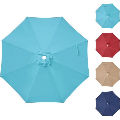 Auvent de rechange pour parasol de patio de 2,7 m pour parasol de table de marché et de cour (auvent uniquement), turquoise (1/5)