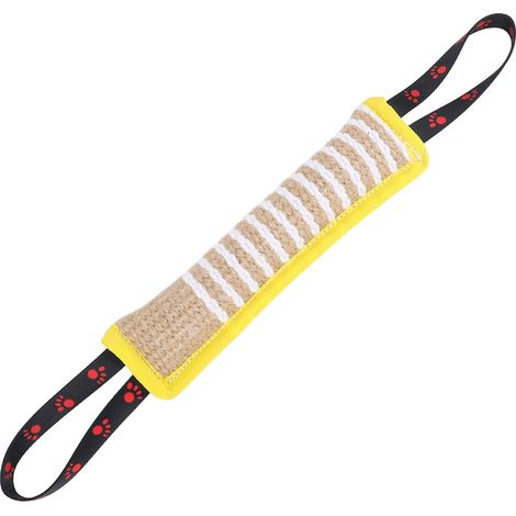 Oreiller anti-morsure pour chien, résistant aux déchirures, portable et interactif, jouet de traction en jute avec poignées solides pour chiens de petite, moyenne et grande taille, motif d'empreinte d (1/5)
