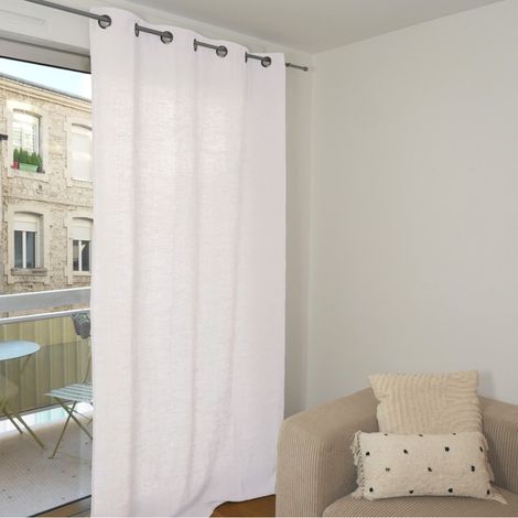 BASTIA - Rideau lin et coton 140x250 cm Coloris - Ecru (1/4)