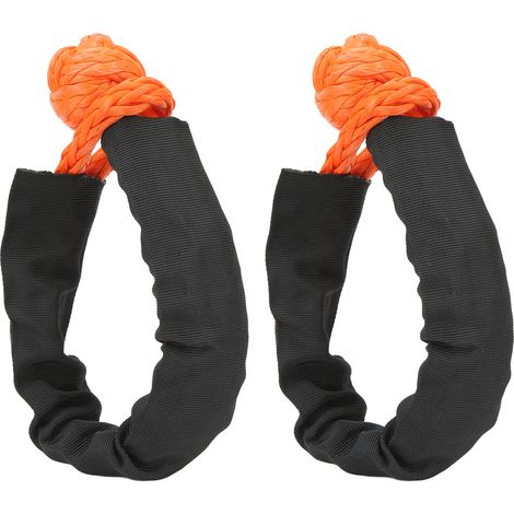 Ortviai Amarrage Souple de Secours 9 mm Orange – 2 Pièces, Résistance 14 T, Polyéthylène Haute Résistance pour Véhicules 4x4, Bateau, Camping (1/5)