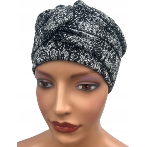Turban pour femme après chimiothérapie Sara 10s, bonnet chaud doublé, taille S (1/5)