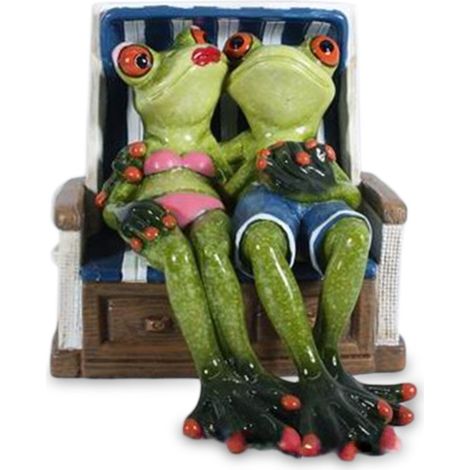 Figur eines Froschpaares auf einem Liegestuhl (1/2)