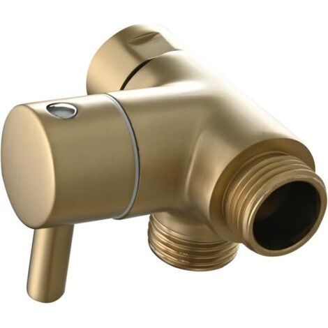 G1/2\" Inverseur Douche Bain Laiton Vanne de Connecteur 3 Voie pour Pommeau de Douche Double, Or Brossé