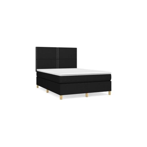 Sommier à lattes de lit avec matelas Noir 140x190 Tissu (1/5)