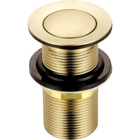Bonde de lavabo de rechange en laiton, sans fente, couleur or brossé, raccord standard G 1 1/4" BSP, 1 pièce (1/3)