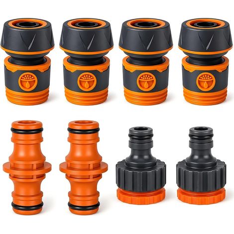8 Pièces Raccord Tuyau d'Arrosage 3/4" (19 mm), Embout et Connecteur 2 en 1 pour Robinet de Jardin, Adaptateur pour Raccordement et Rallonge de Conduite d'Eau (1/5)