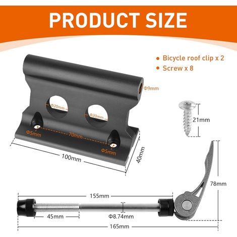 Support de fourche de vélo, fourche avant, clip fixe, en alliage d'aluminium, support de fourche de vélo avec blocage rapide pour camion, SUV, remorque (fermeture rapide) (1/4)