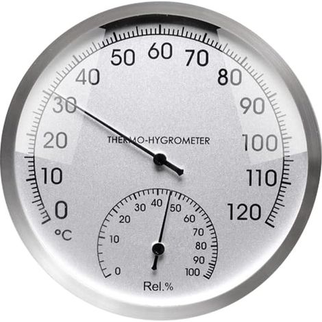 Thermomètre et hygromètre 2 en 1, thermomètre à cadran métallique, thermo-hygromètre analogique pour sauna, thermomètre de sauna, Reliab (1/4)