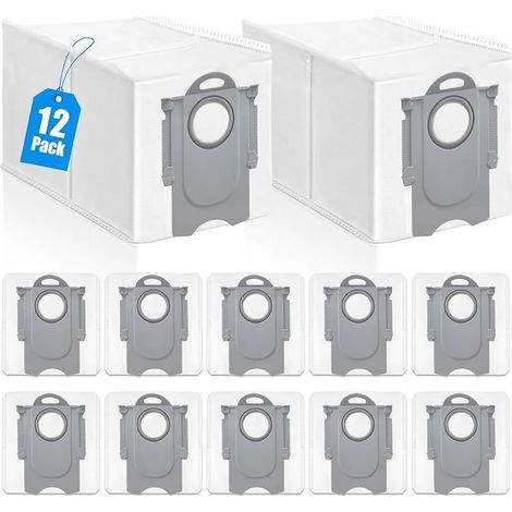 12 sacs Poussière pour Aspirateur-Robot pour Roborock QV 35A / Qrevo S5V / QV35S / Q Revo/Saros 10R / Saros10 / Q Revo S/Qrevo Pro/Qrevo Curv/Qrevo Master/Qrevo Slim / S8 MaxV Ultra, Grands (1/5)