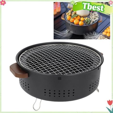 Tbest poêle à charbon de bois Gril à Charbon Portable, Poêle à Barbecue en Acier Inoxydable avec Conception de sport popote (1/5)
