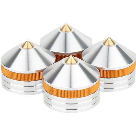 Lot de 4 pieds de support d'enceinte, pointes métalliques coniques, clous de sol argentés (1/5)