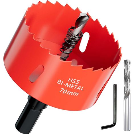 Scie cloche Bi-Métal 70 mm - Profondeur de coupe jusqu’à 30 mm - Idéale pour bois, plastique, cloisons sèches, placo, contreplaqué et métaux - Avec Adaptateur et Foret de centrage (1/5)