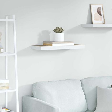 vidaXL Estante flotante de pared MDF roble y blanco 60x23,5x3,8 cm (1/5)