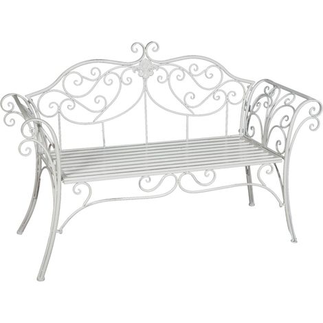 Outdoor iron bench 133x47x90 cm Garden and entrance sofa White metal bench 2-seater indoor chair Iron Bench Sofa park cast iron (1/5)