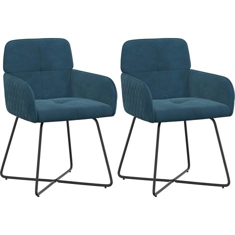 Sedie da pranzo 2 pcs Velluto (V) Blu 59 x 56,5 x 86 cm vidaXL (1/5)