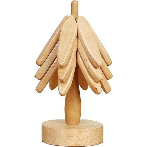 Ensemble de dessous de plat en bois décoratif, comprenant 3 dessous de plat et 1 support, accessoires de table uniques pour enfants (1/5)
