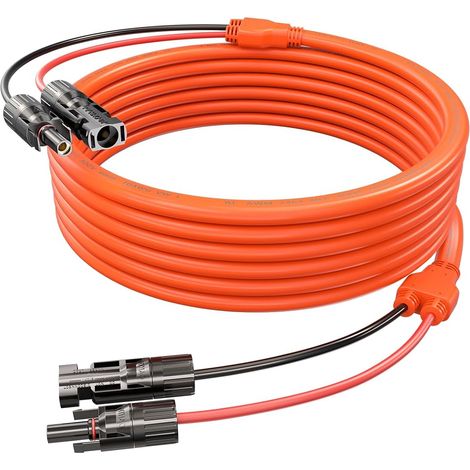 Câble d'extension pour panneau solaire 20FT 10AWG, fil PV 6mm² avec connecteurs mâles et femelles IP68, durable pour maison, bateau, camping-car et systèmes photovoltaïques (1/5)