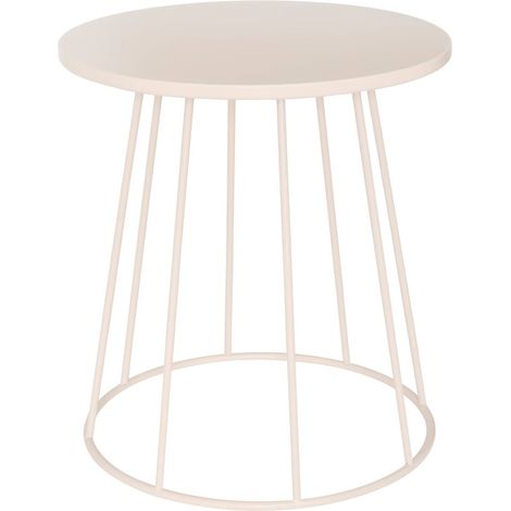 Table à café ronde table d'appoint en métal coloris Beige - Diamètre 38 x Hauteur 42 cm