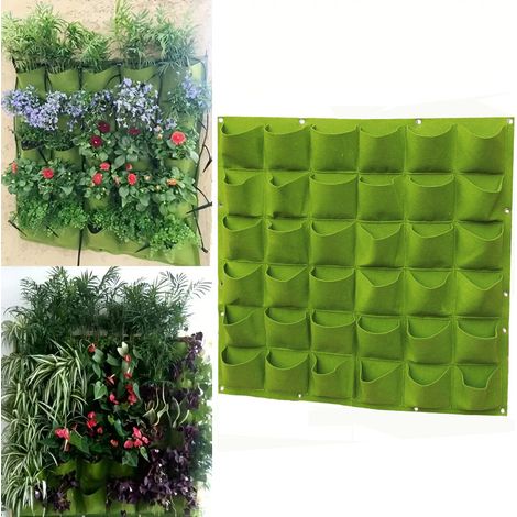 sac de plantation polyvalent à suspendre culture mural pour jardin jardinière d'intérieur et d'extérieur décoration murale 36 poches (1/5)