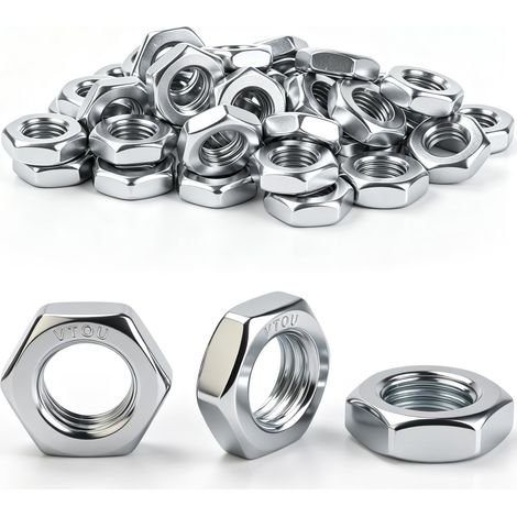 Lot de 10 écrous plats M14 - Écrou hexagonal - Forme basse (1/5)